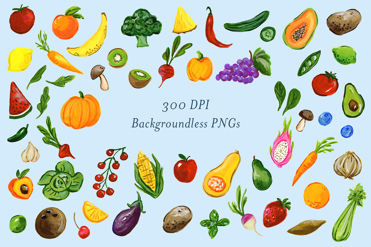 Gouache Fruit and Vegetables, an Illustration by Lavender And Sea (Photo 2 of 4)