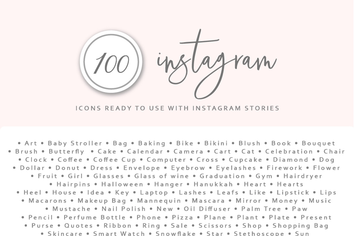 100  instagram highlights social set, a Social Media Template by SilverMintDesign (Photo 2 of 4)