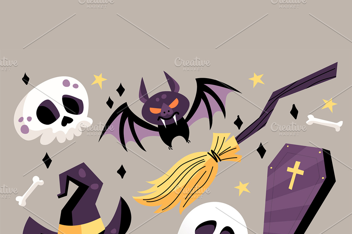 Spooky-Cute Halloween Elements, a Seasonal Illustration by MISS CHATZ (Photo 3 of 3)