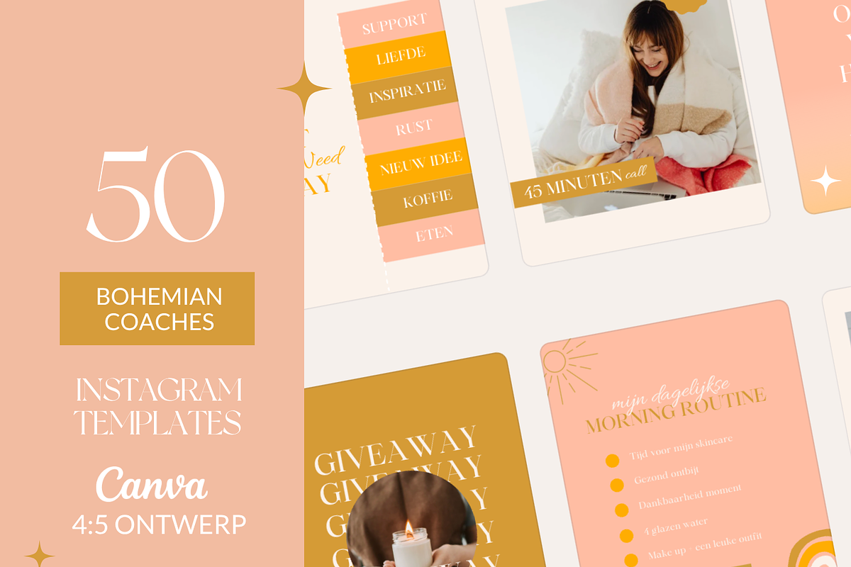 Boho social media templates, a Templates & Theme by Designbysterre (Photo 1 of 6)
