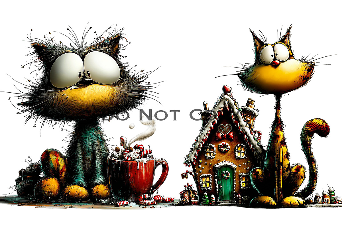 Whimsical Christmas Cat Clipart, an Illustration by Craft Nest (Photo 4 of 8)