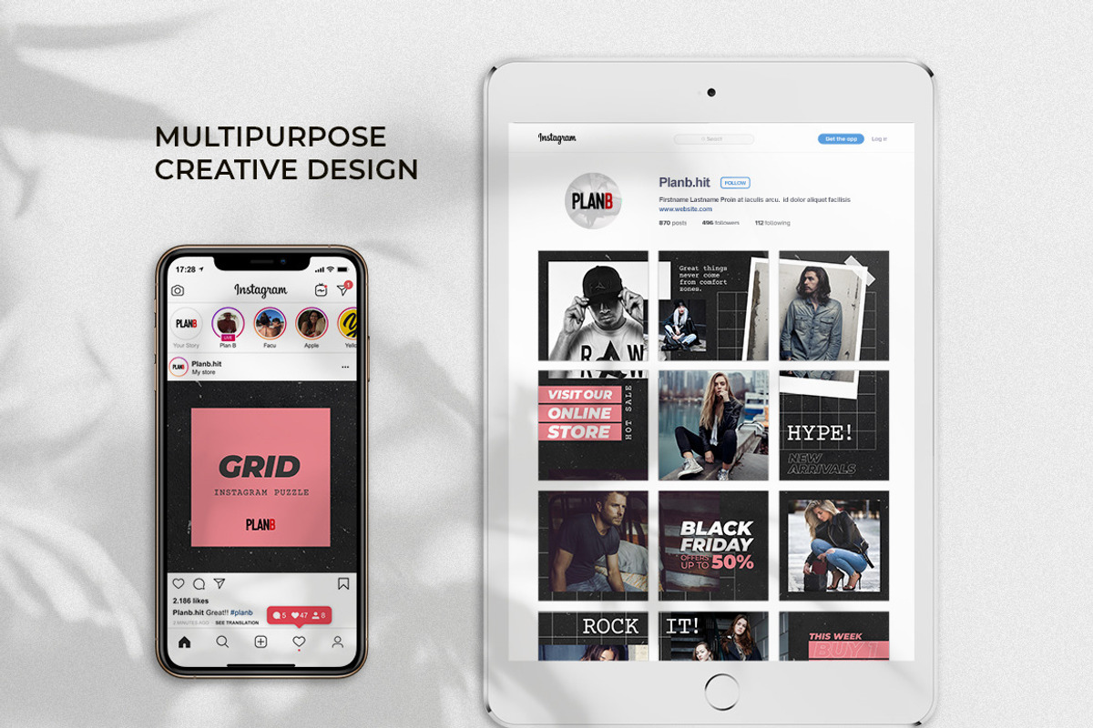 Grid - Instagram Puzzle Feed, a Social Media Template by Plan B (Photo 4 of 6)