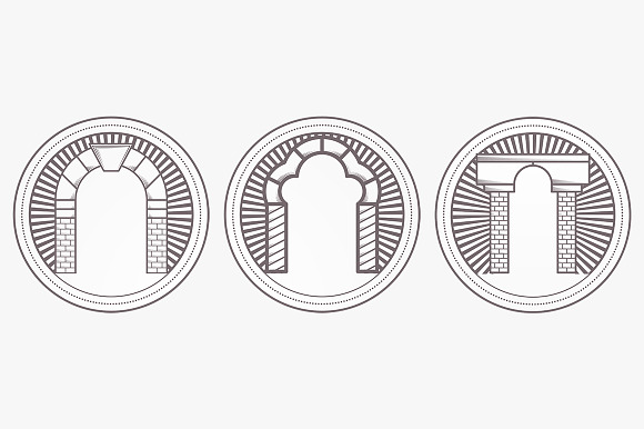 Arch Line Vintage Vector Icons