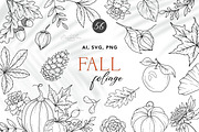 Fall Foliage Line Art, an Object Graphic by CaraulanStore (Thumbnail 1 of 8)