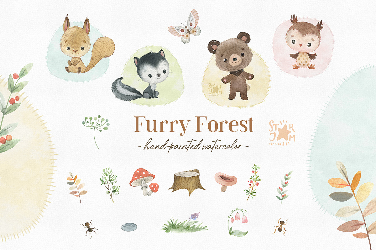 Furry Forest Collection, an Animal Illustration by StarJam (Photo 2 of 6)