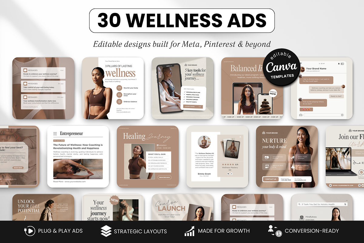 Wellness Static Ad Templates Canva, a Social Media Template by DigiPax (Photo 1 of 11)