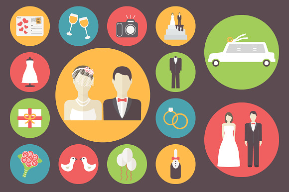 Wedding icons set preview 5