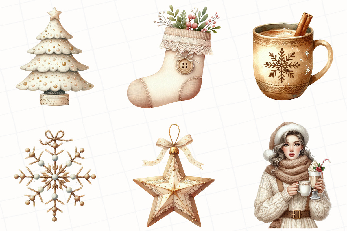 Neutral Christmas Clipart, an Illustration by OK Design (Photo 2 of 5)