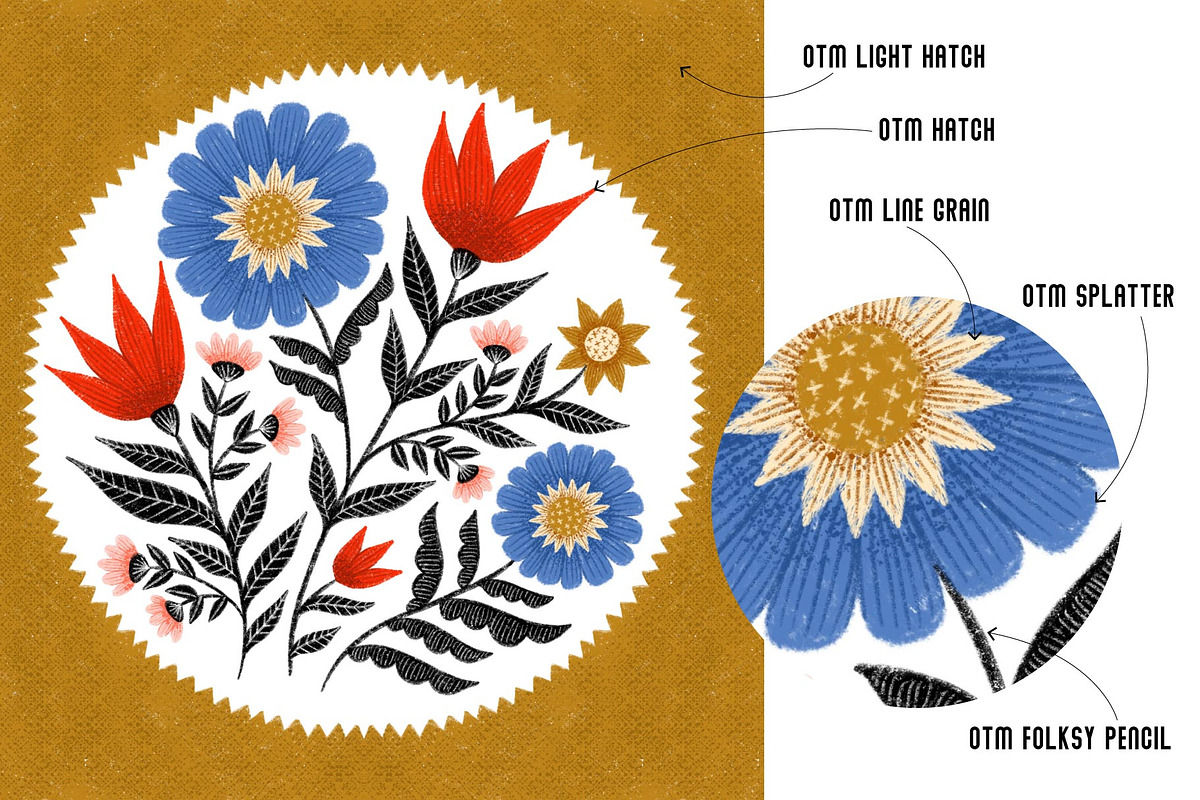 Folksy Textured Procreate Brushes 2, a Brush Add-On by On the Mark Designs (Photo 6 of 8)