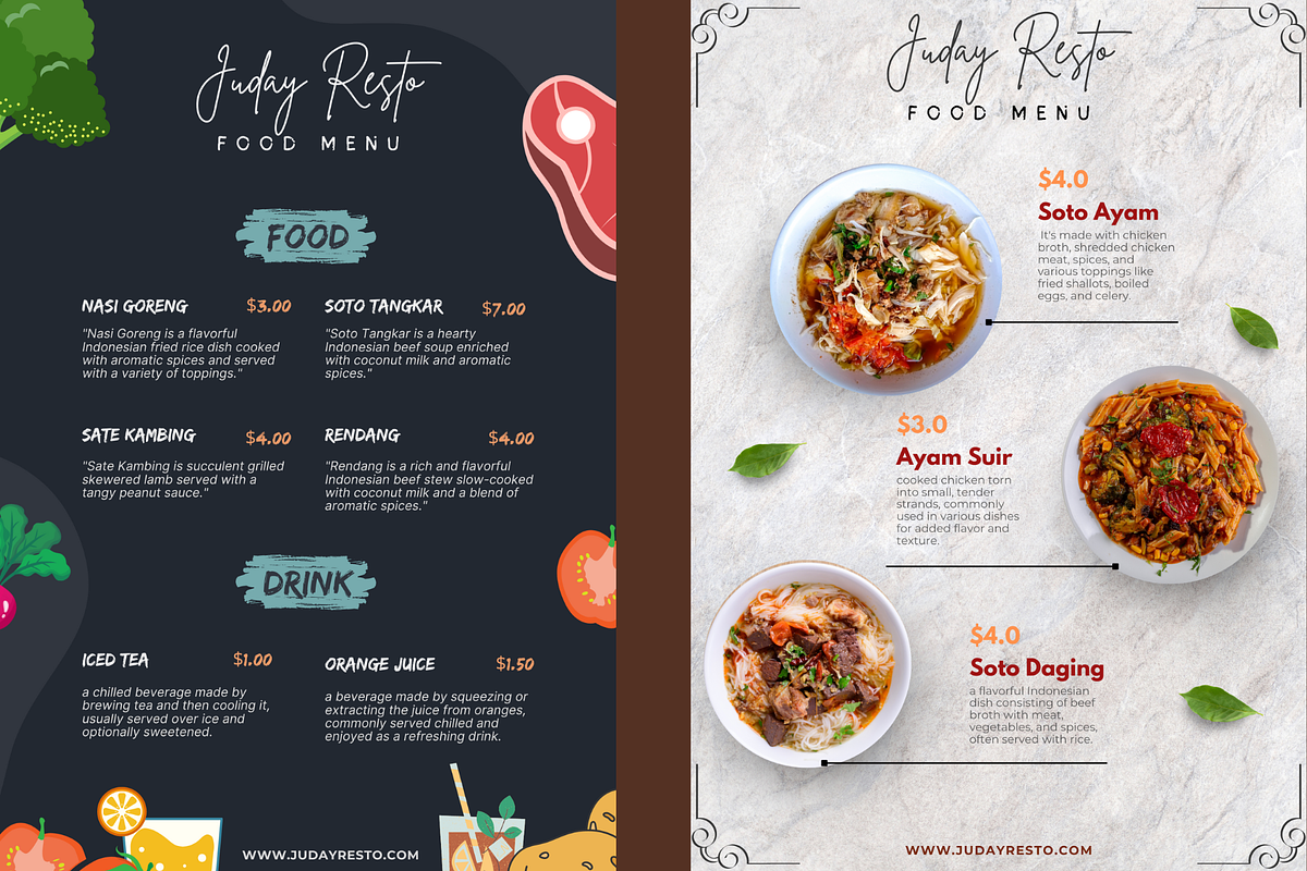 Elegant Portrait Menu Template, a Brochure Template by judayartworks (Photo 2 of 16)