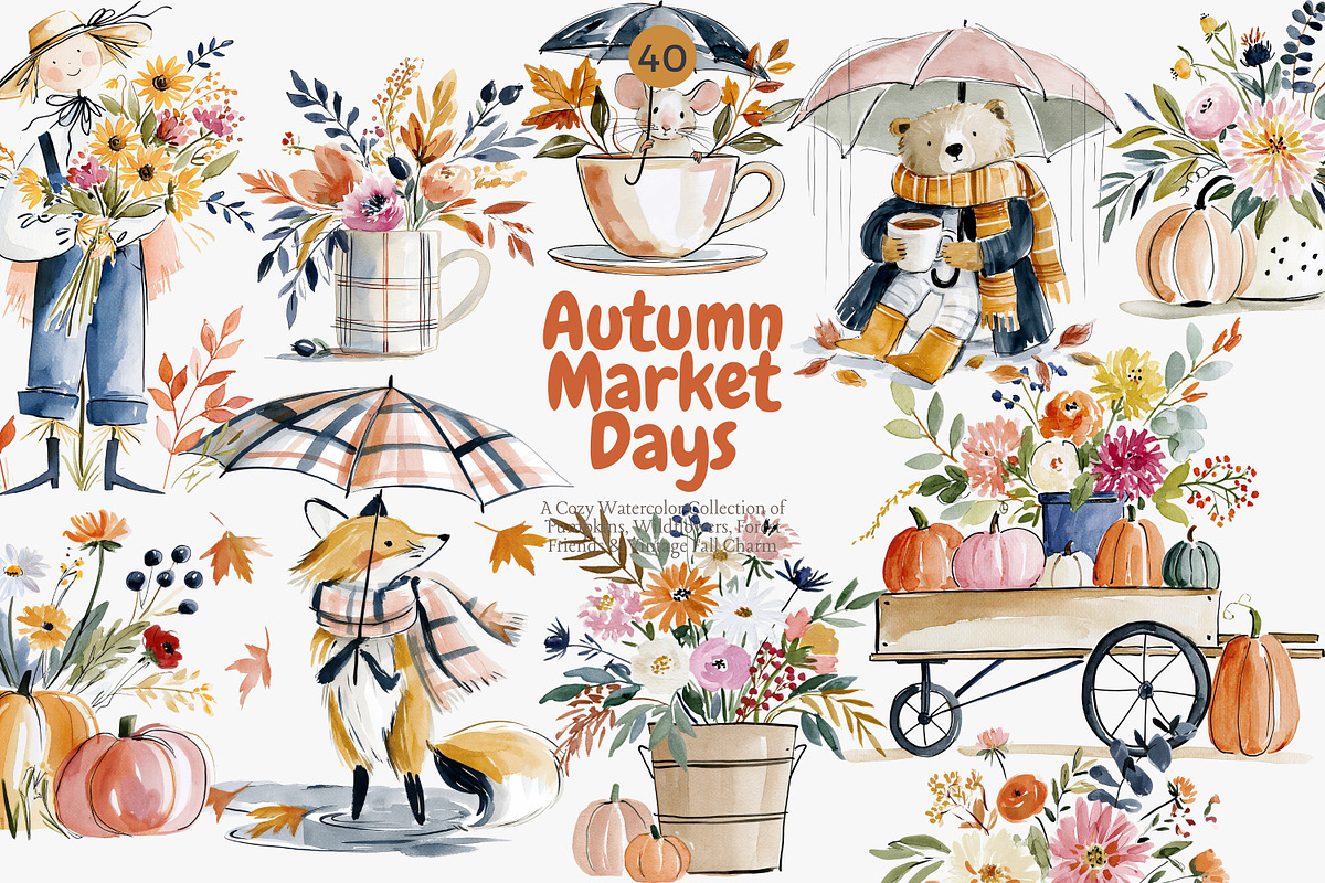 autumn harvest clipart set, a Decorative Illustration by Patishop Art (Photo 1 of 10)