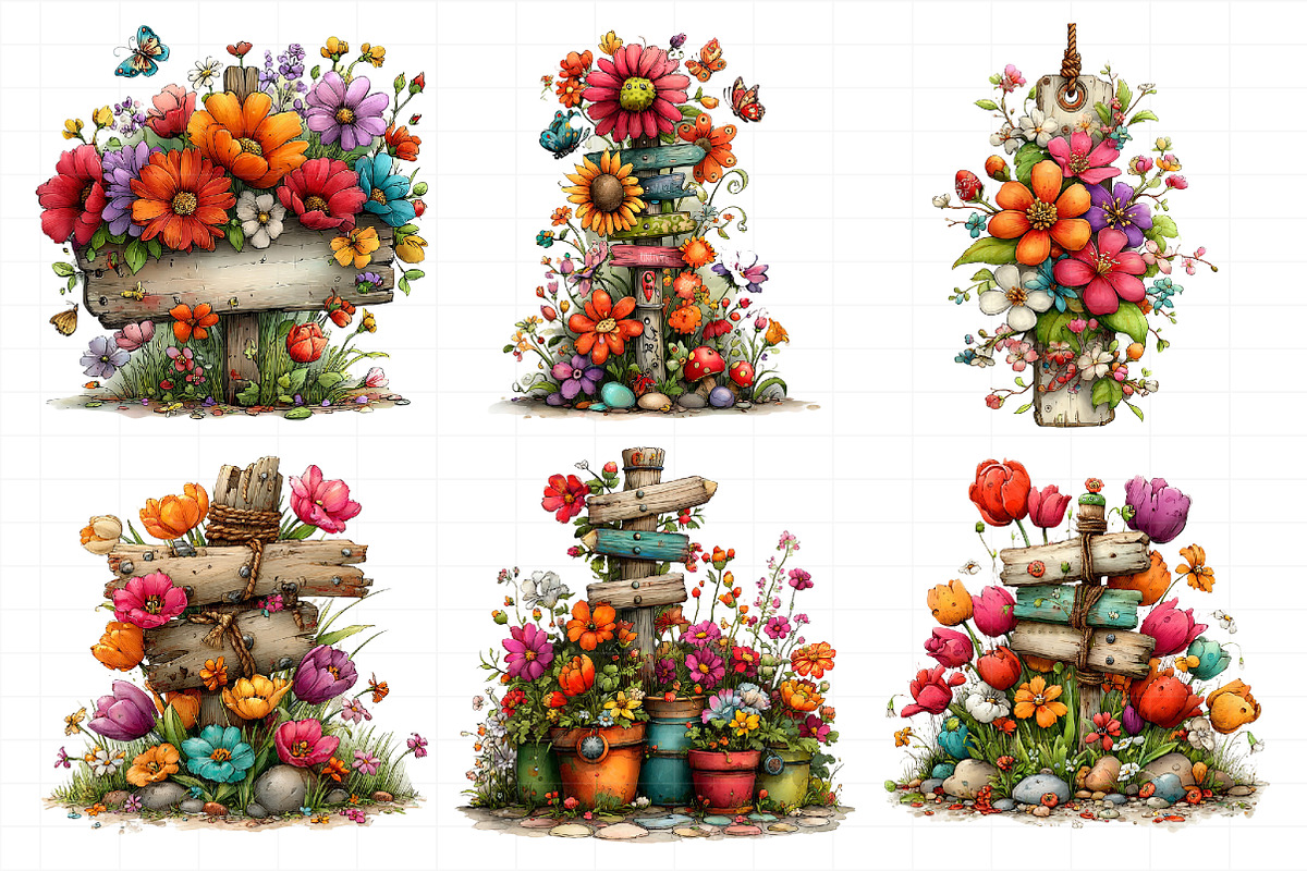 Whimsical Spring Signpost Clipart, an Illustration by Daily.Designs (Photo 6 of 8)