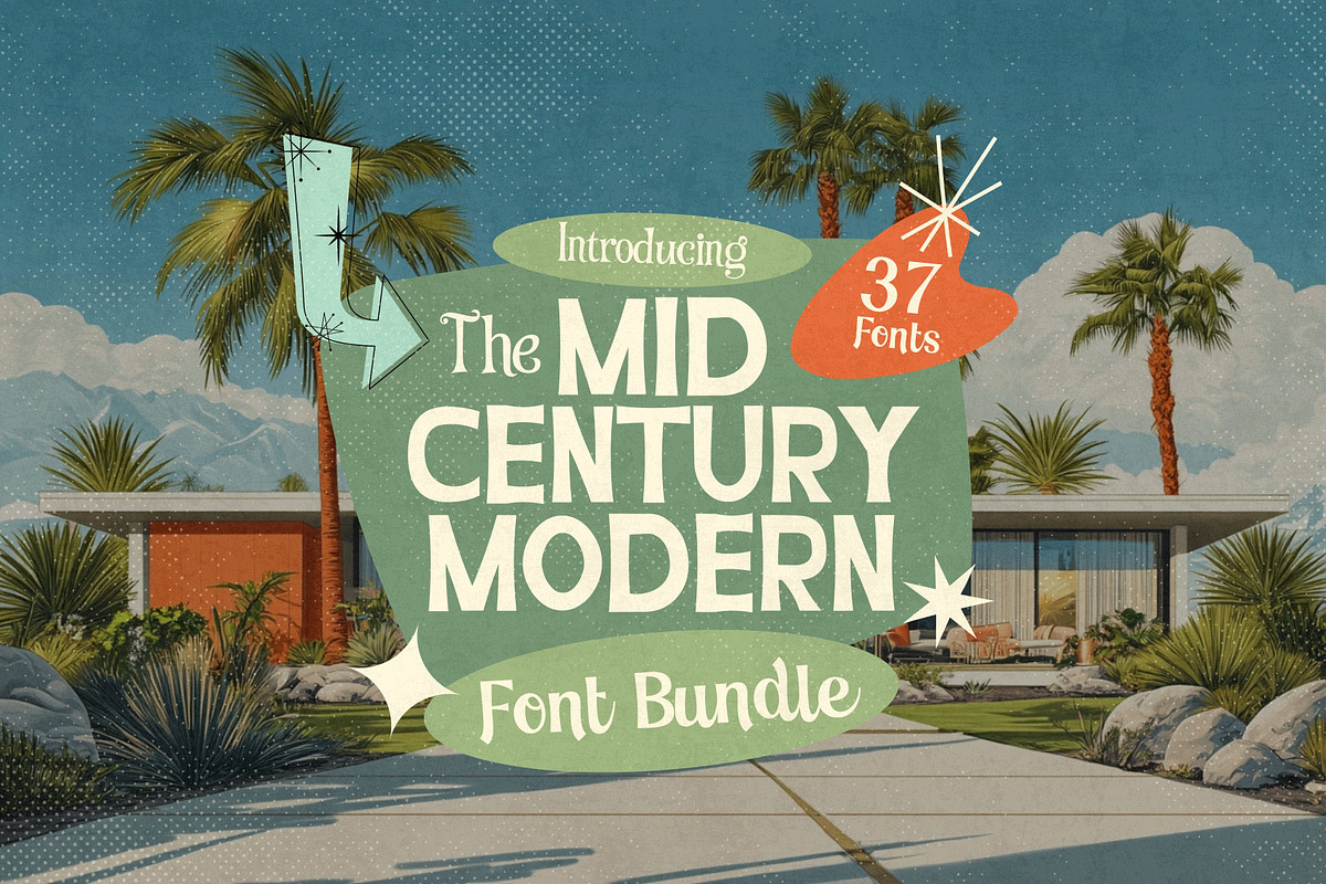 Mid Century Modern Font Bundle, a Sans Serif Font by HipFonts (Photo 1 of 11)
