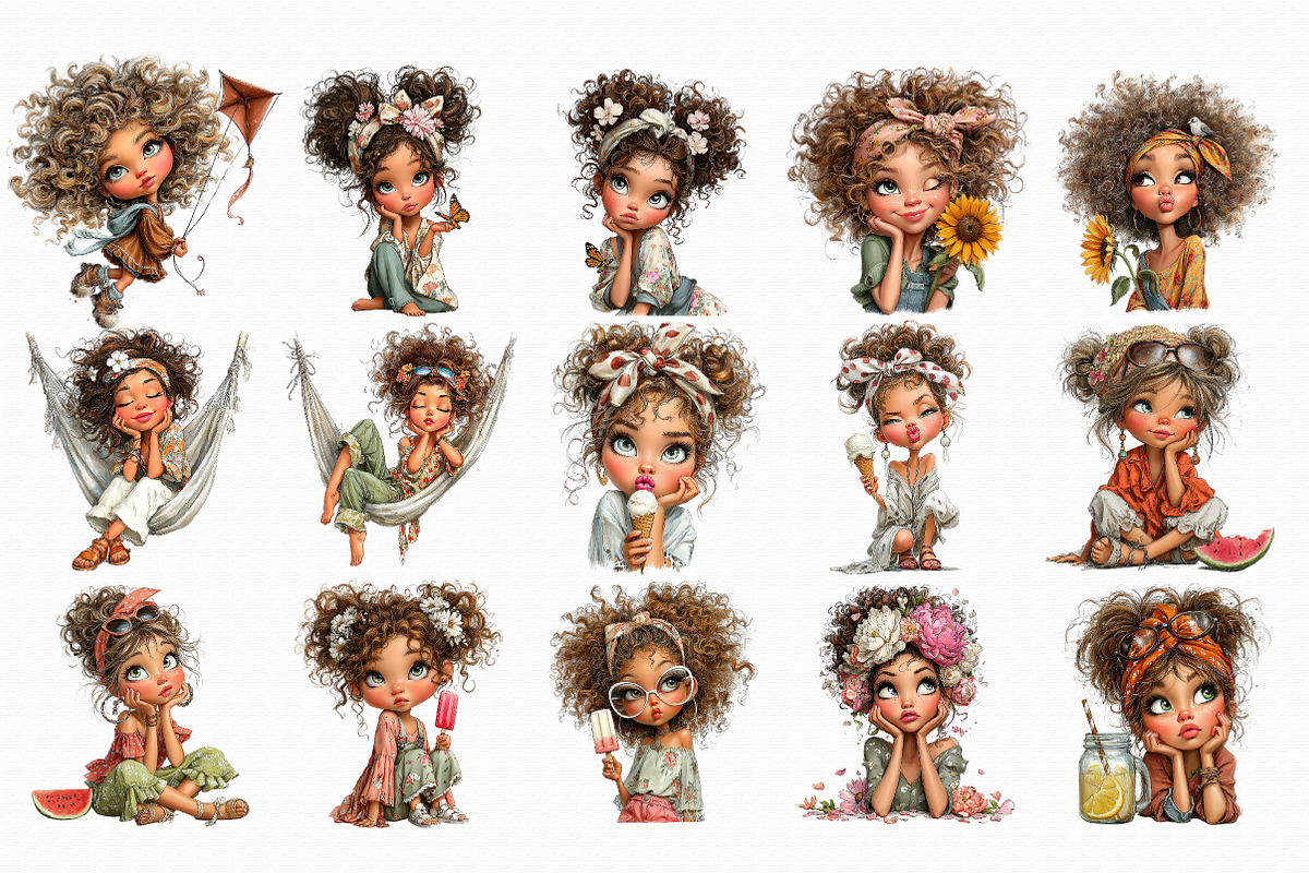 Whimsical Summer Girls Clipart, an Illustration by Libby Wishes (Photo 5 of 6)