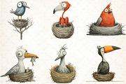 Quirky Funny Birds Clipart, an Illustration by DreamCafeArt (Thumbnail 3 of 8)