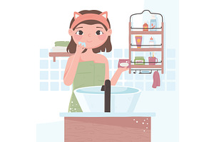 girl skincare routine, a Person Illustration by studiogstock