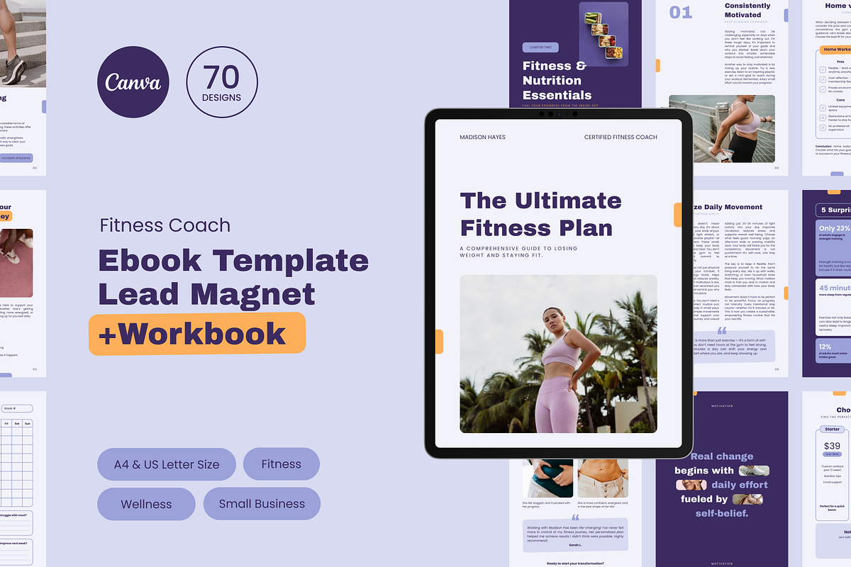 Bold Fitness Coach Ebook Template, a Marketing Template by Mirely Creative Co (Photo 1 of 8)