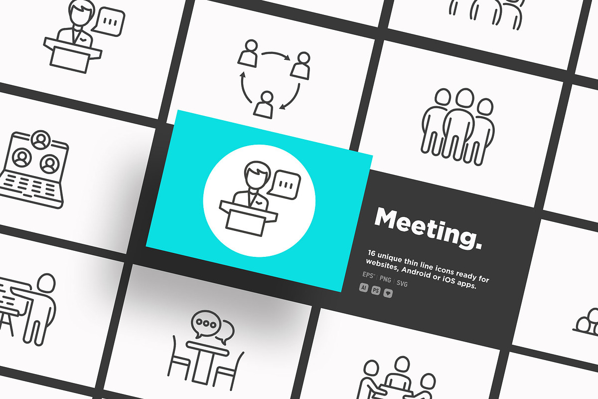 Meeting | 16 Thin Line Icons, an Outline Icon by Alex Blogoodf (Photo 14 of 15)