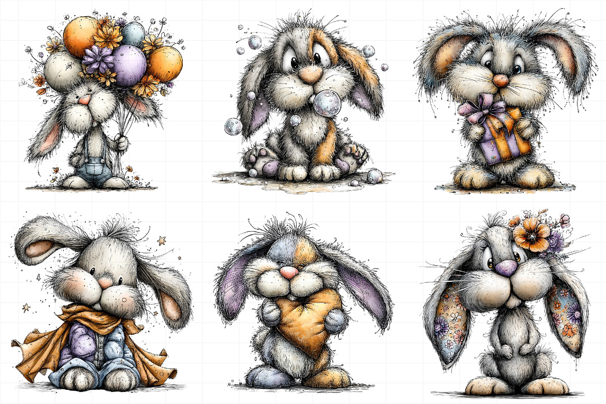 Whimsical Bunny Clipart, an Illustration by Daily.Designs (Photo 6 of 7)
