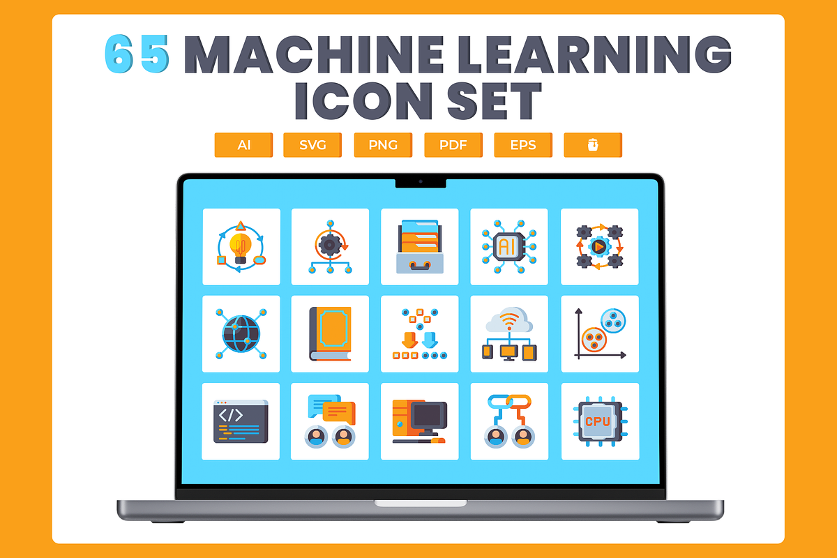 65 Machine Learning Icons, a Solid Icon by Flat Icons (Photo 1 of 7)