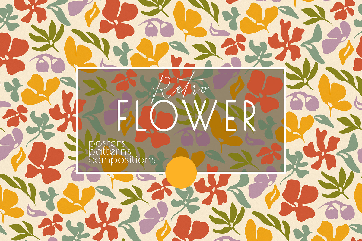 RETRO flower - patterns & posters, an Illustration by Anna.Klets (Photo 1 of 12)