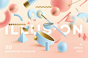 Illusion- 3D Geometric Objects, an Object Graphic by Polar Vectors (Thumbnail 1 of 21)