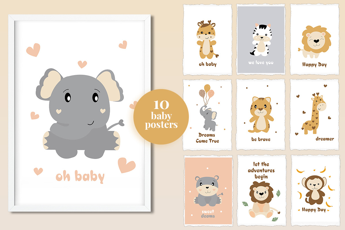 Baby Animals Clipart & Patterns, an Animal Illustration by JT_Design_Art (Photo 7 of 10)