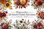 Fall Autumn Flowers And Leaves Flora, an Illustration by Libby Wishes (Thumbnail 1 of 7)