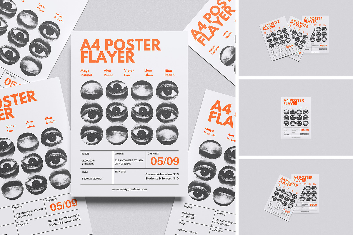 A4 Poster Flayer Mockup, an Advertising Mockup by Pikachudesign (Photo 1 of 5)