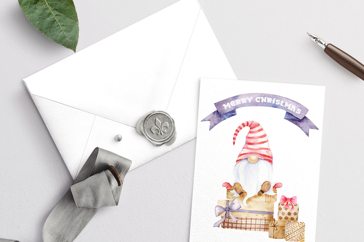 Christmas gnome watercolor clipart, a Decorative Illustration by Nebbia (Photo 12 of 12)