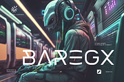 Baregx Futuristic Font, a Sans Serif Font by baqoos (Thumbnail 1 of 9)
