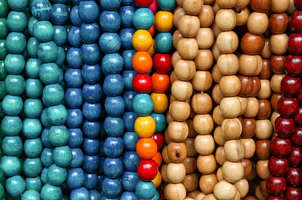 Colorful wooden beads