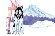 Winter Camping watercolor clipart, an Illustration by masha gross (Thumbnail 3 of 4)