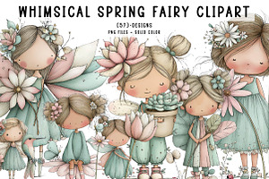 Whimsical Spring Fairy Clipart, an Illustration by CreationArt