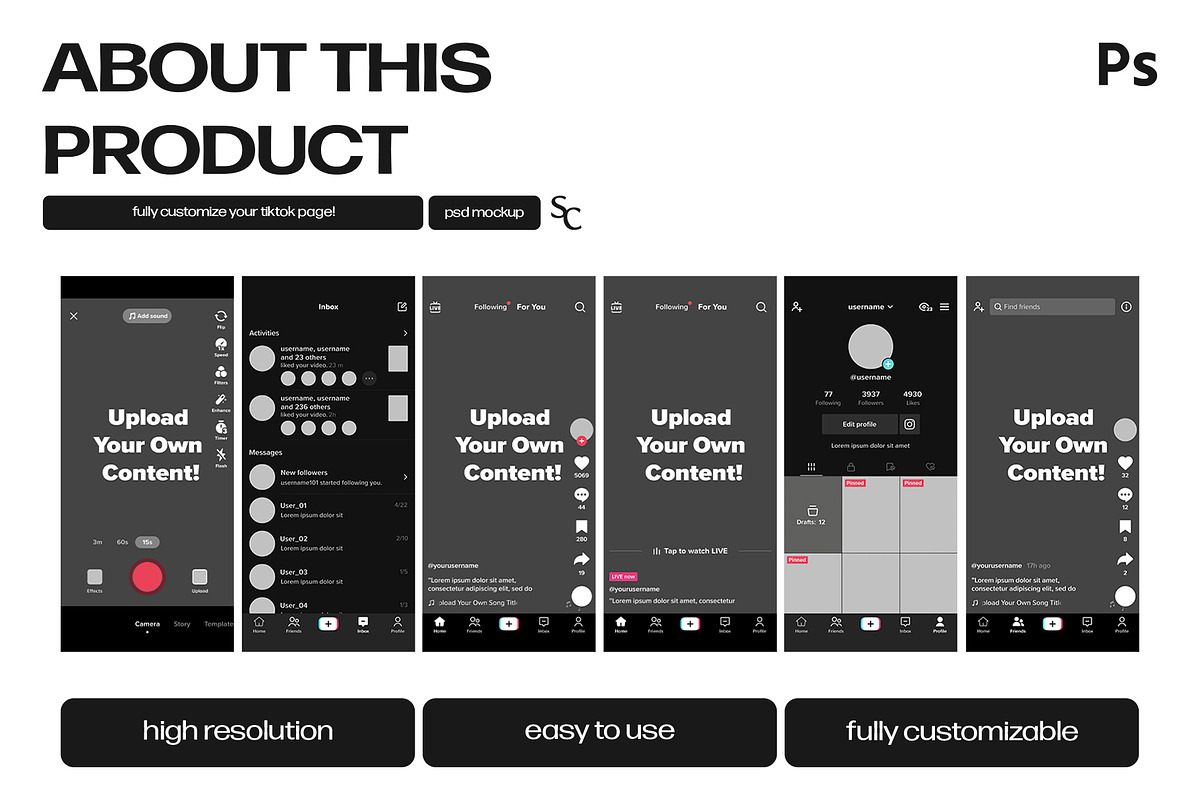 Tiktok Mockup Bundle | PSD, a Social Media Template by sophiesconcepts (Photo 2 of 2)