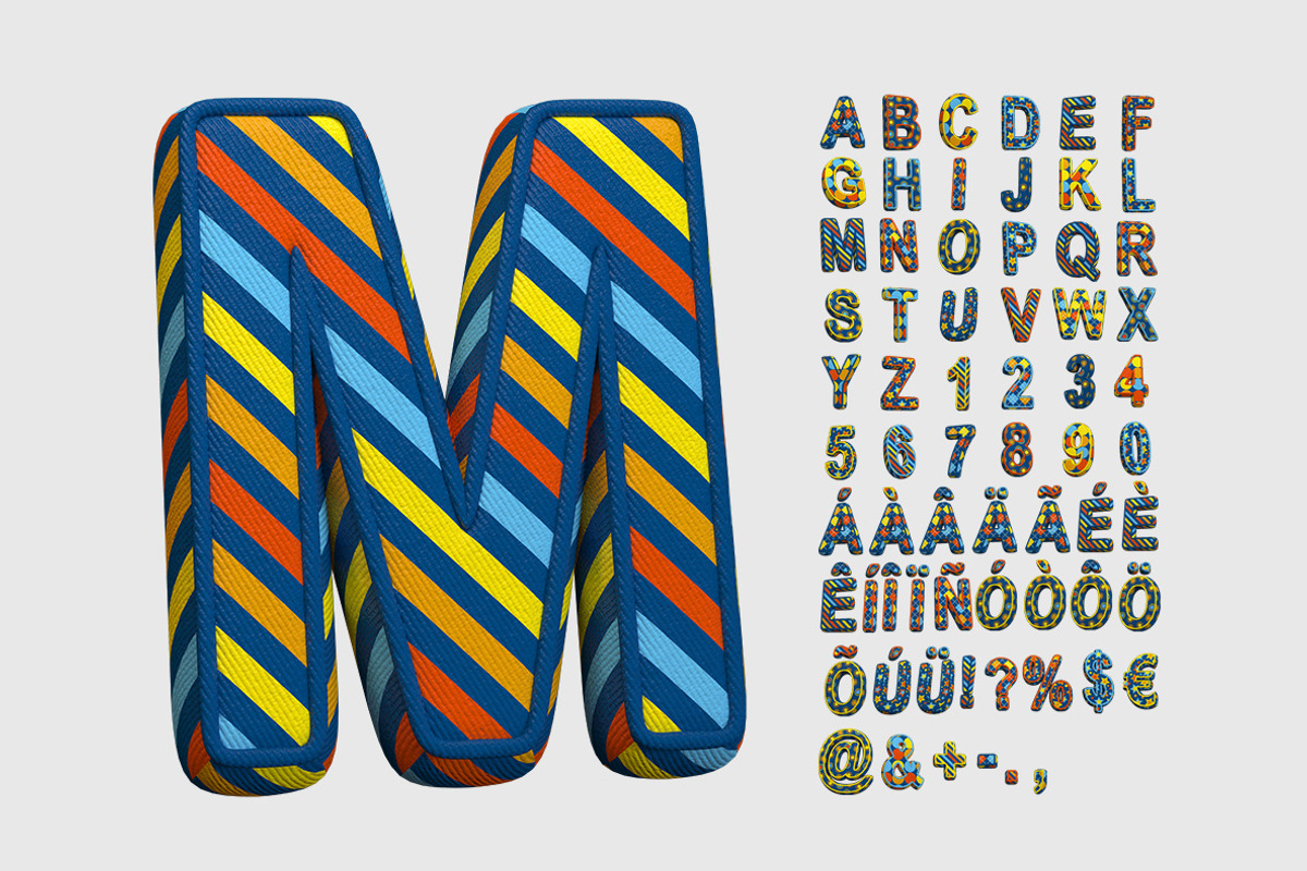 Color Textile Font, a Font by Handmadefont