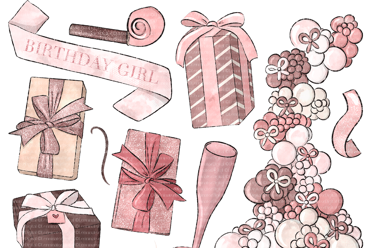 Happy Birthday Party Clipart PNG, a Decorative Illustration by Lenninator Digital (Photo 5 of 9)