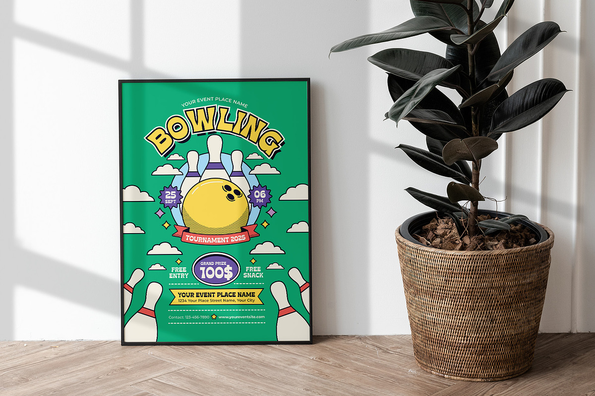 Bowling Tournament Flyer Template, a Flyer Template by Tiptop Graphic (Photo 2 of 5)
