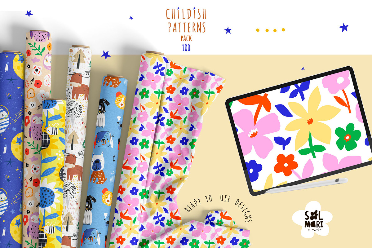 CHILDISH PATTERNS PACK vol.8, a Pattern Graphic by solmariart