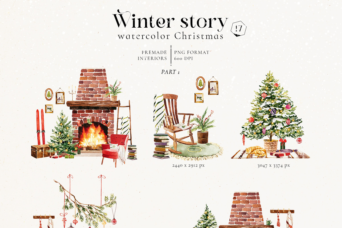 Winter story-watercolor Christmas, a Seasonal Illustration by Pamyatka Shop (Photo 3 of 27)