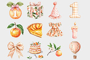 Watercolor Peach One Birthday Clipar, a Seasonal Illustration by Design Market (Thumbnail 3 of 5)