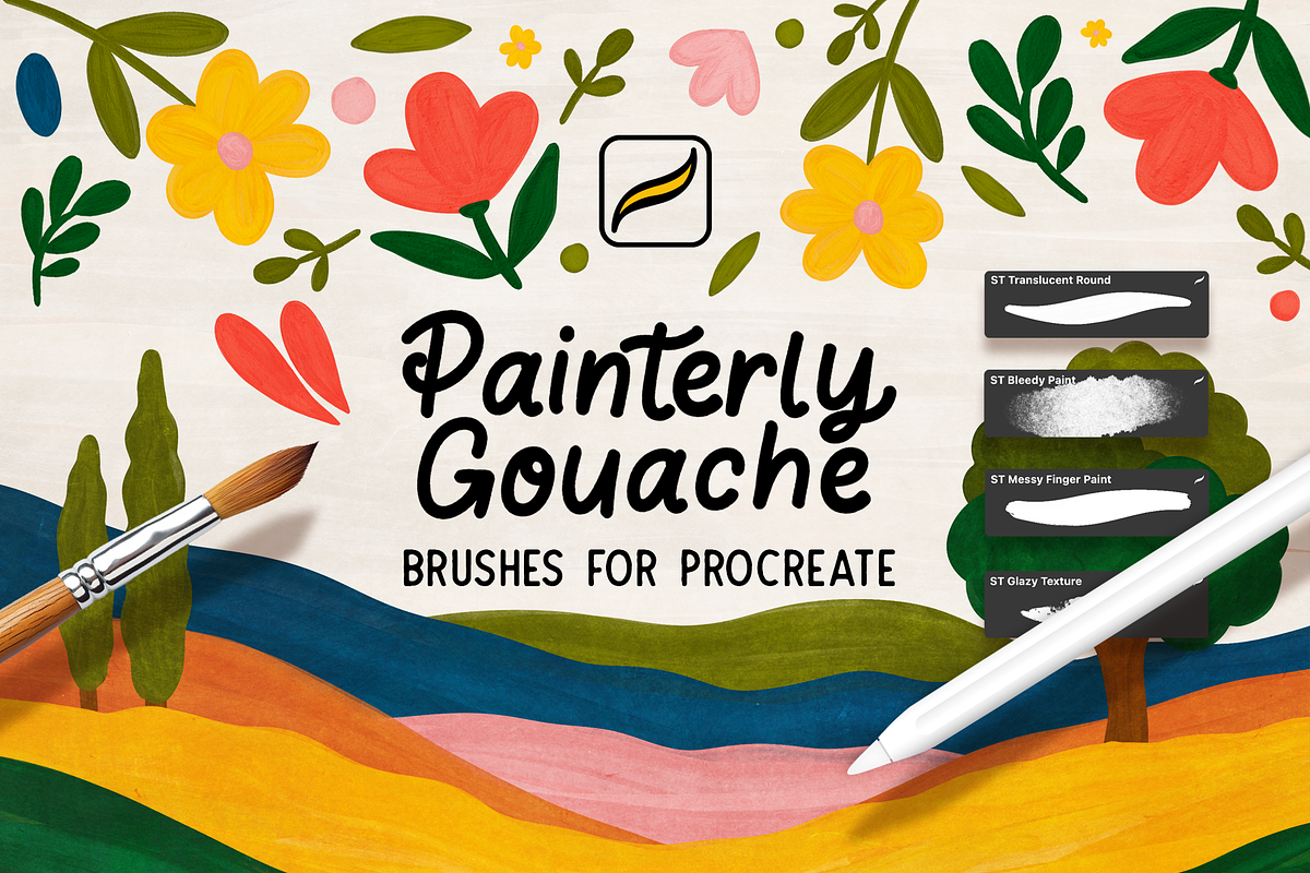 Painterly Gouache Procreate Brushes
