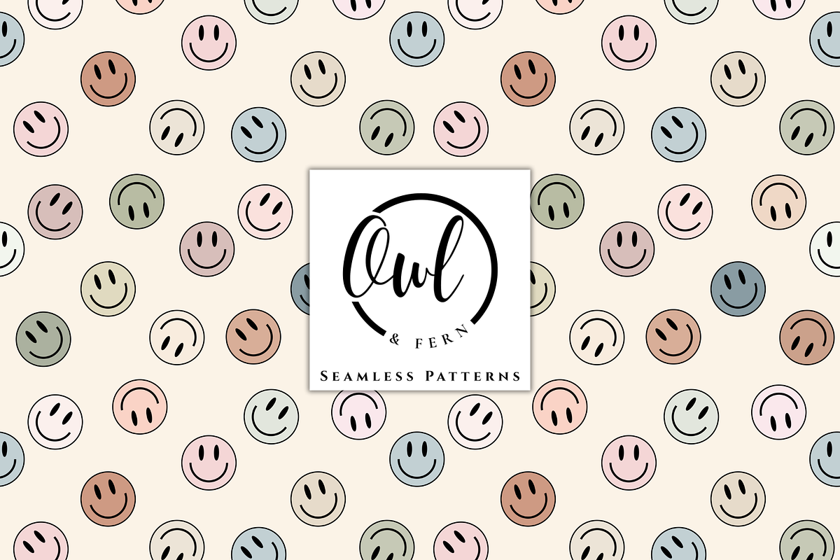 Retro Smiley Face Seamless Pattern, a Pattern Graphic by OwlAndFern (Photo 1 of 9)