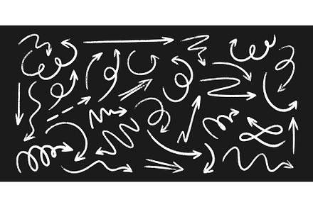 Chalk arrow doodles set on