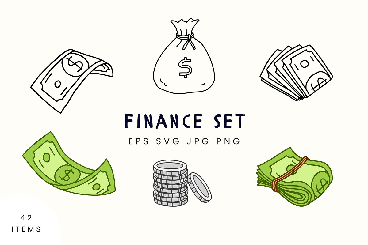 Finance Clipart Vector Cash & Coins, a Finance Illustration by Kristina Chistiakova (Photo 1 of 4)