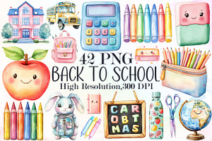 Pastel Back to School Clipart, an Illustration by Sublimation Artist