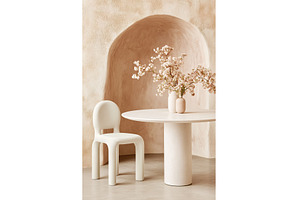 Minimalist Setting with Table Chair, an Architecture Photo by Lermont51