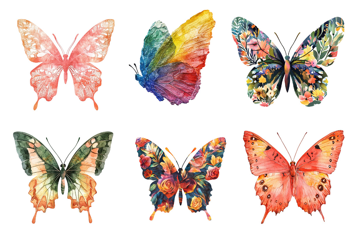 Butterfly Silhouettes Clipart, an Illustration by CreationArt (Photo 3 of 5)