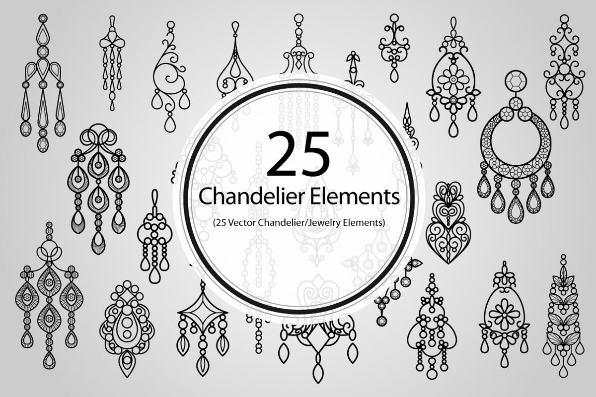 25 Chandelier Elements (Vector)