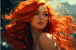 Fiery Red Hair Woman. Generate Ai